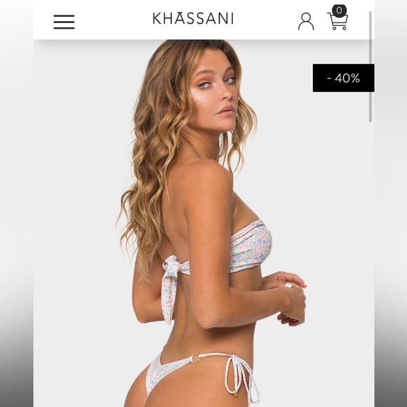 Khassani Iconic Bandeau Bikini Top & matching String Bikini Bottom. - Picture 2 of 10
